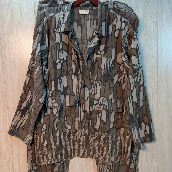 Vintage Distressed Tree Bark Camo Pants Jacket Lightweight Men’s Sz XL Set